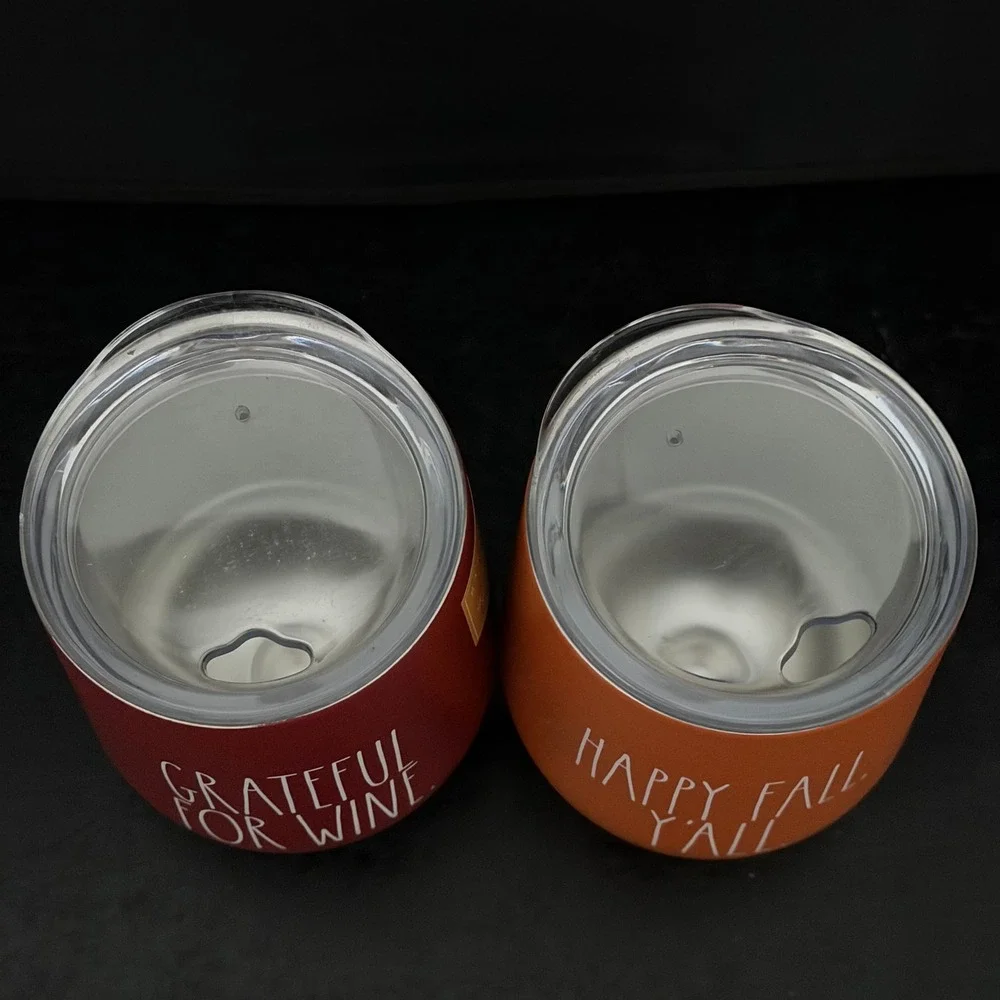 Rae Dunn Fall Wine Tumbler Set Grateful For Wine Happy Fall Yall Stainless 12oz